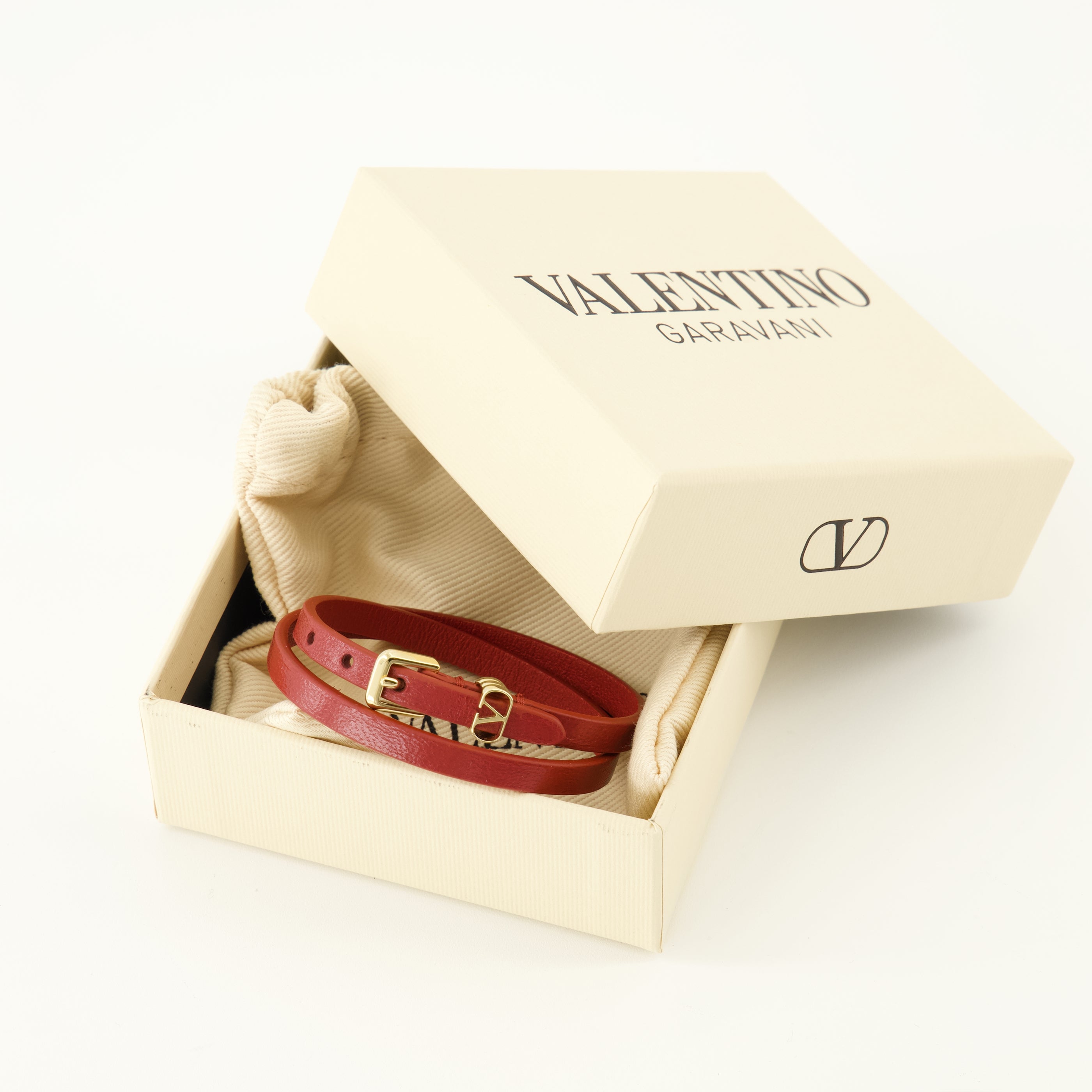 Bijoux Pulseira VLogo em Couro Vermelho Valentino Garavani Rouge Femme