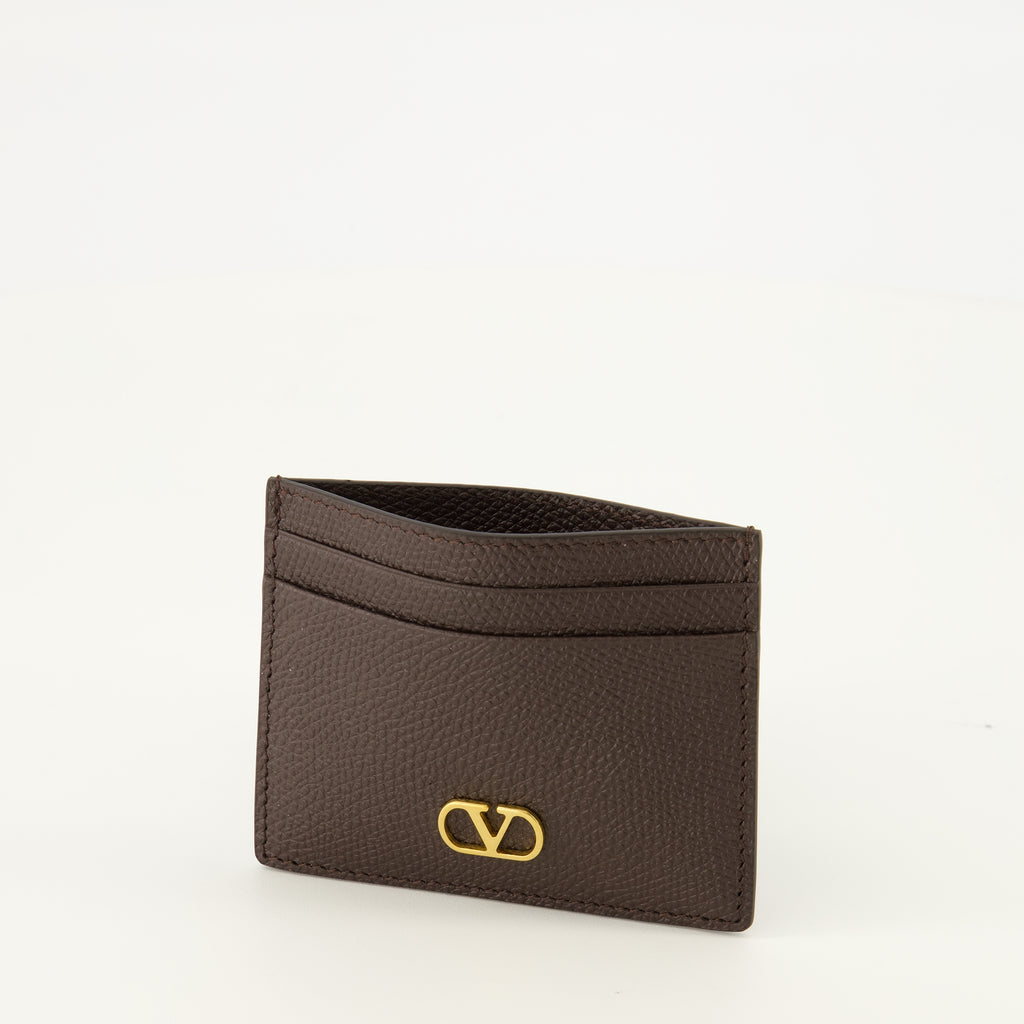 Petite maroquinerie VLogo Kartenetui aus braunem Leder Valentino Garavani Marron Femme