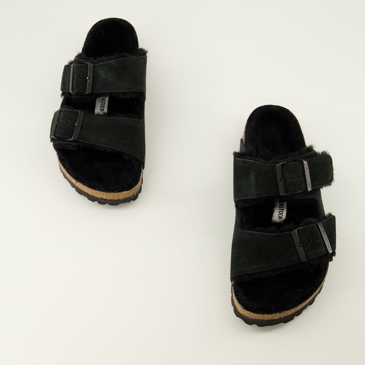Chaussures ouvertes Sandales Arizona à fourrure noir Birkenstock Noir Unisexe