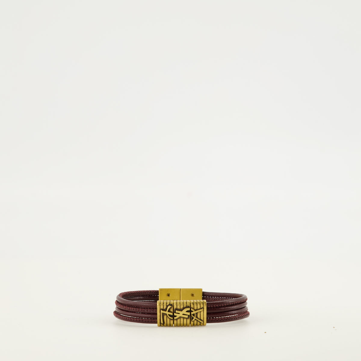Bijoux Bracelet Cassandre en cuir bordeaux Saint Laurent Bordeaux Femme