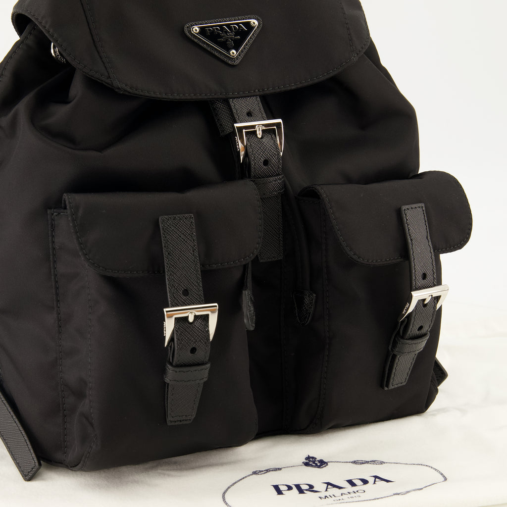 Sacs à dos Kleiner schwarzer Re-Nylon Rucksack Prada Noir Femme