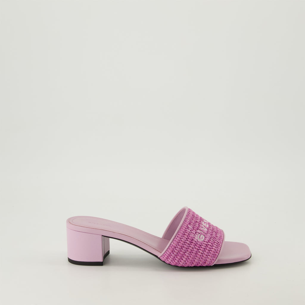 Chaussures ouvertes Mules 4G en raphia Givenchy Violet Femme