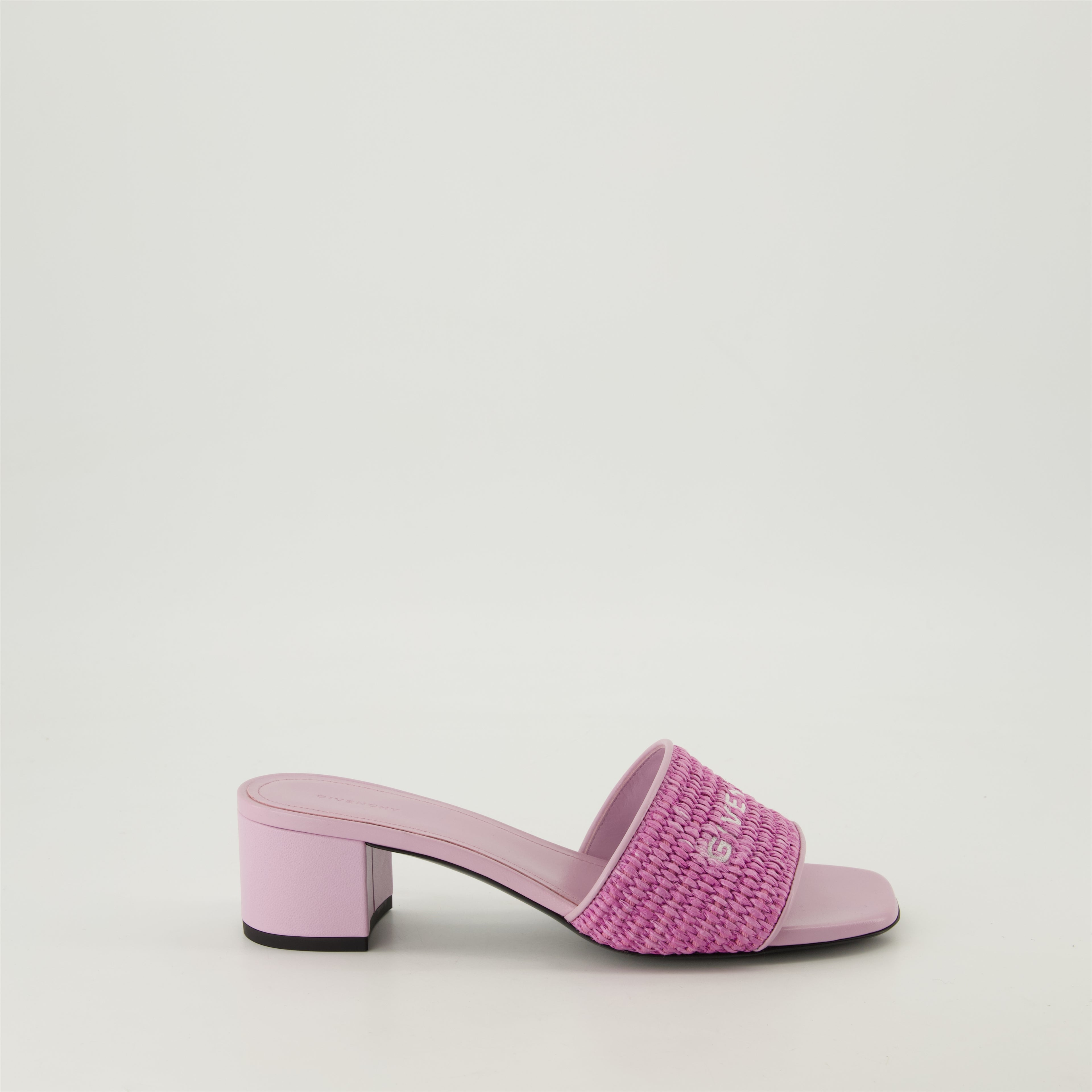 Chaussures ouvertes Mules 4G en raphia Givenchy Violet Femme