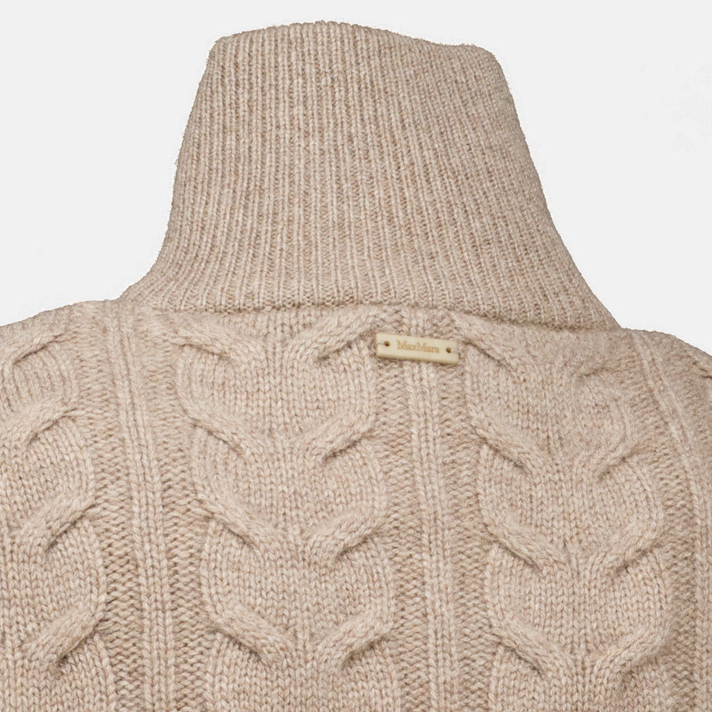 Maille Sweater de Cashmere com Fecho na Frente Max Mara Beige Femme