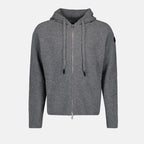Maille Cardigan zippé en laine Moncler Gris Homme