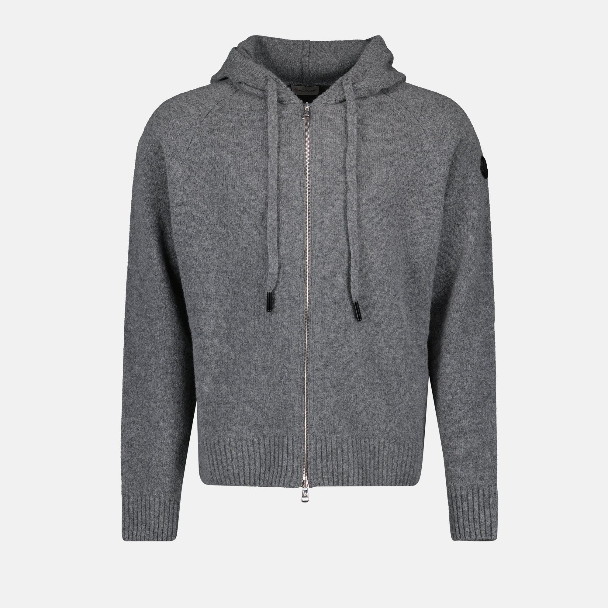 Maille Cardigan zippé en laine Moncler Gris Homme