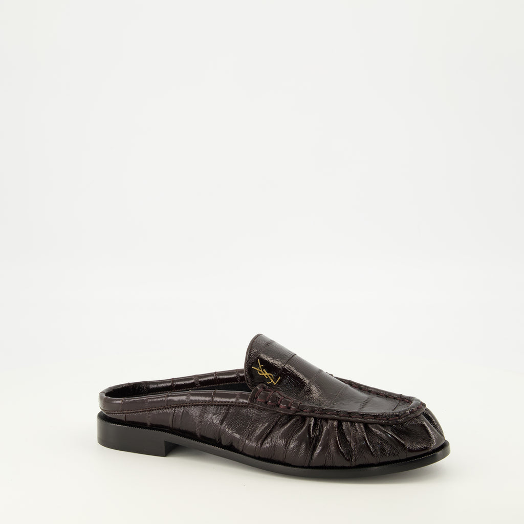 Chaussures ouvertes Mocassini Mules in Pelle Marrone Saint Laurent Marron Femme