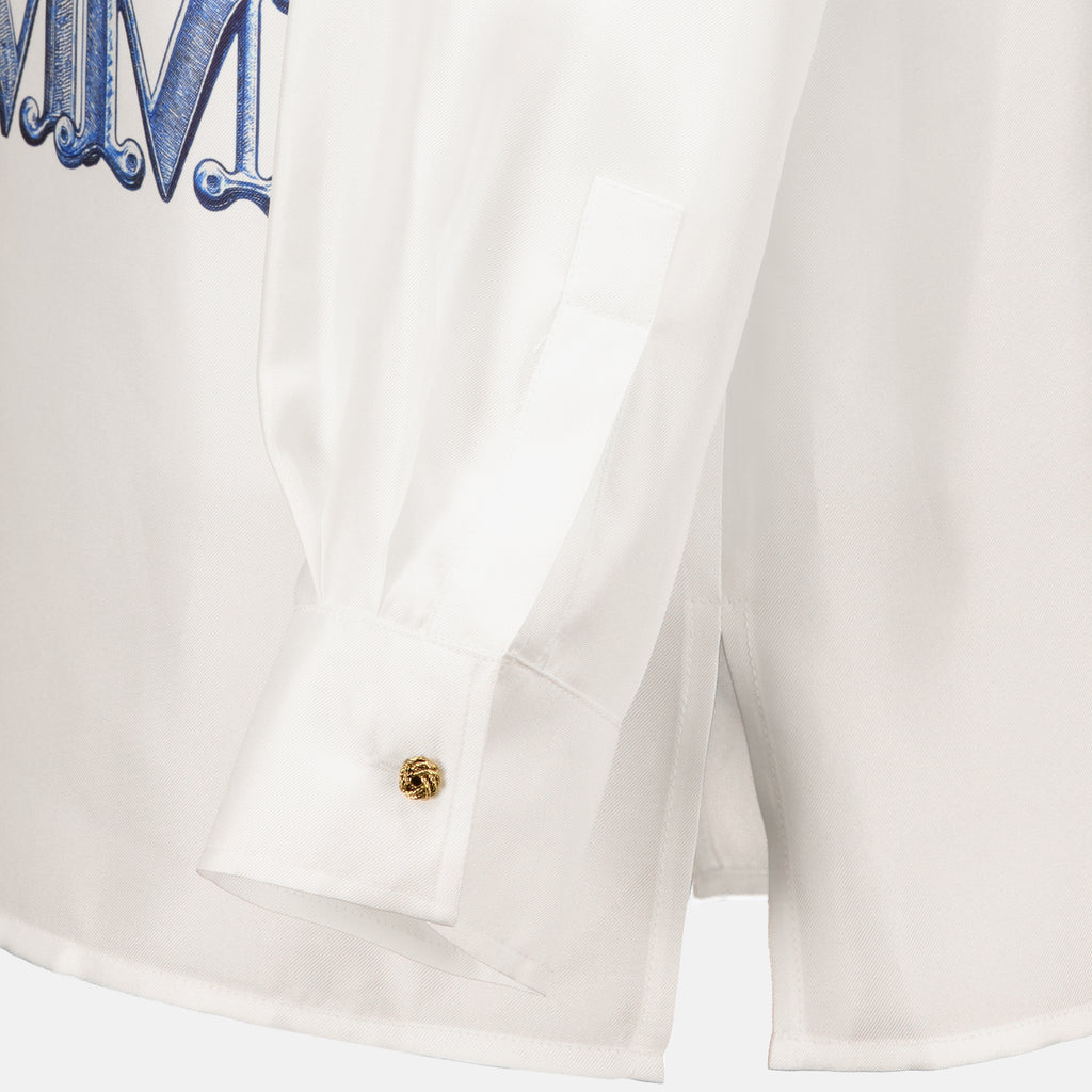 Chemises Weißes Seidenhemd mit Print Max Mara Bleu Femme