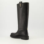 Imagen de las botas Filo de cuero negro de Fendi para mujer - Temporada Otoño-Invierno 2025 - Vista de tres cuartos trasera derecha