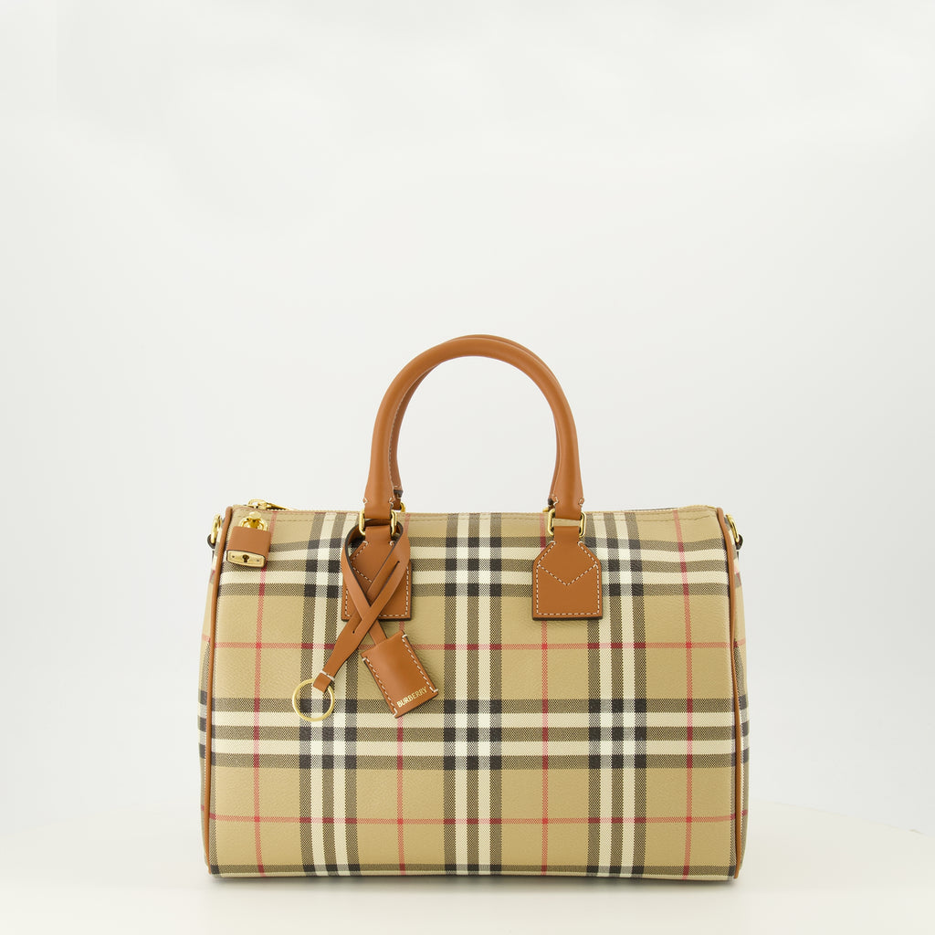 Image de l'article Sac Bowling Check beige de la marque Burberry pour Femme - Saison Printemps-Été 2026 - Vue de Face