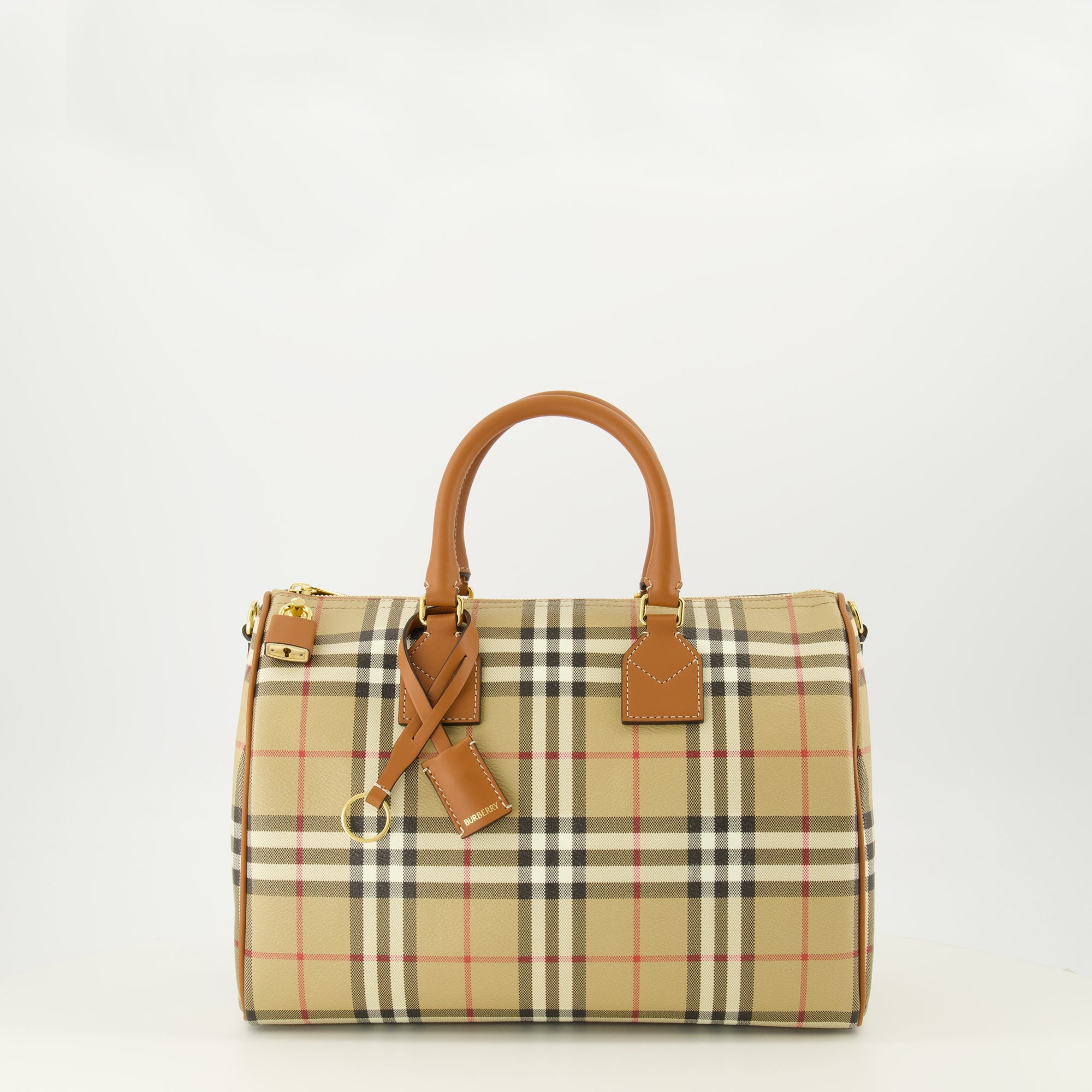 Image de l'article Sac Bowling Check beige de la marque Burberry pour Femme - Saison Printemps-Été 2026 - Vue de Face