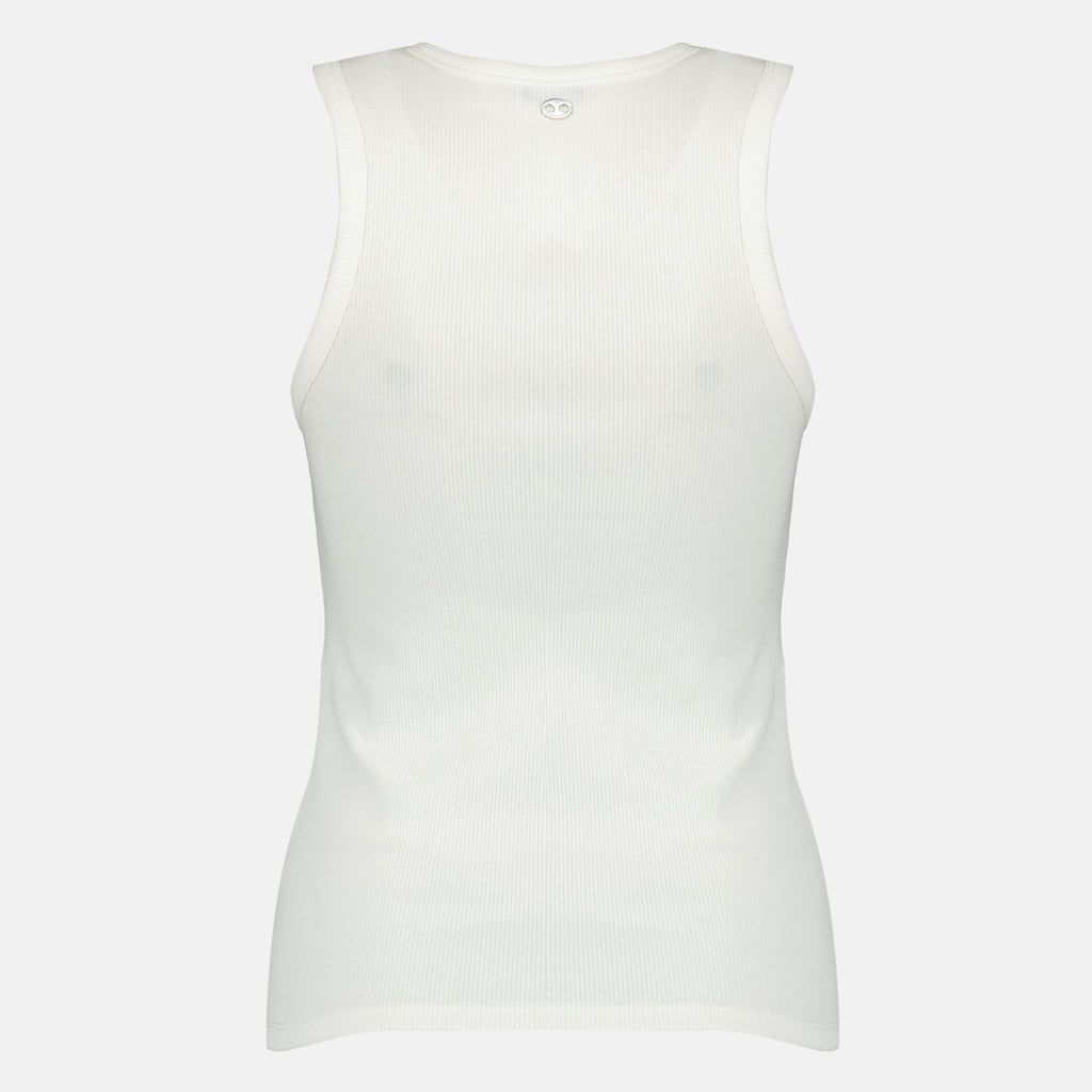 ブランドRabanneの女性用ホワイトコットンタンクトップの記事の画像 - 2026年春夏シーズン - 後面のビュー