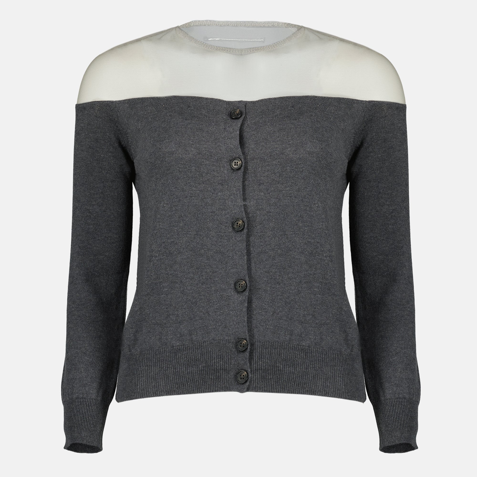 Maille Cardigan de punto gris Mm6 Gris Femme