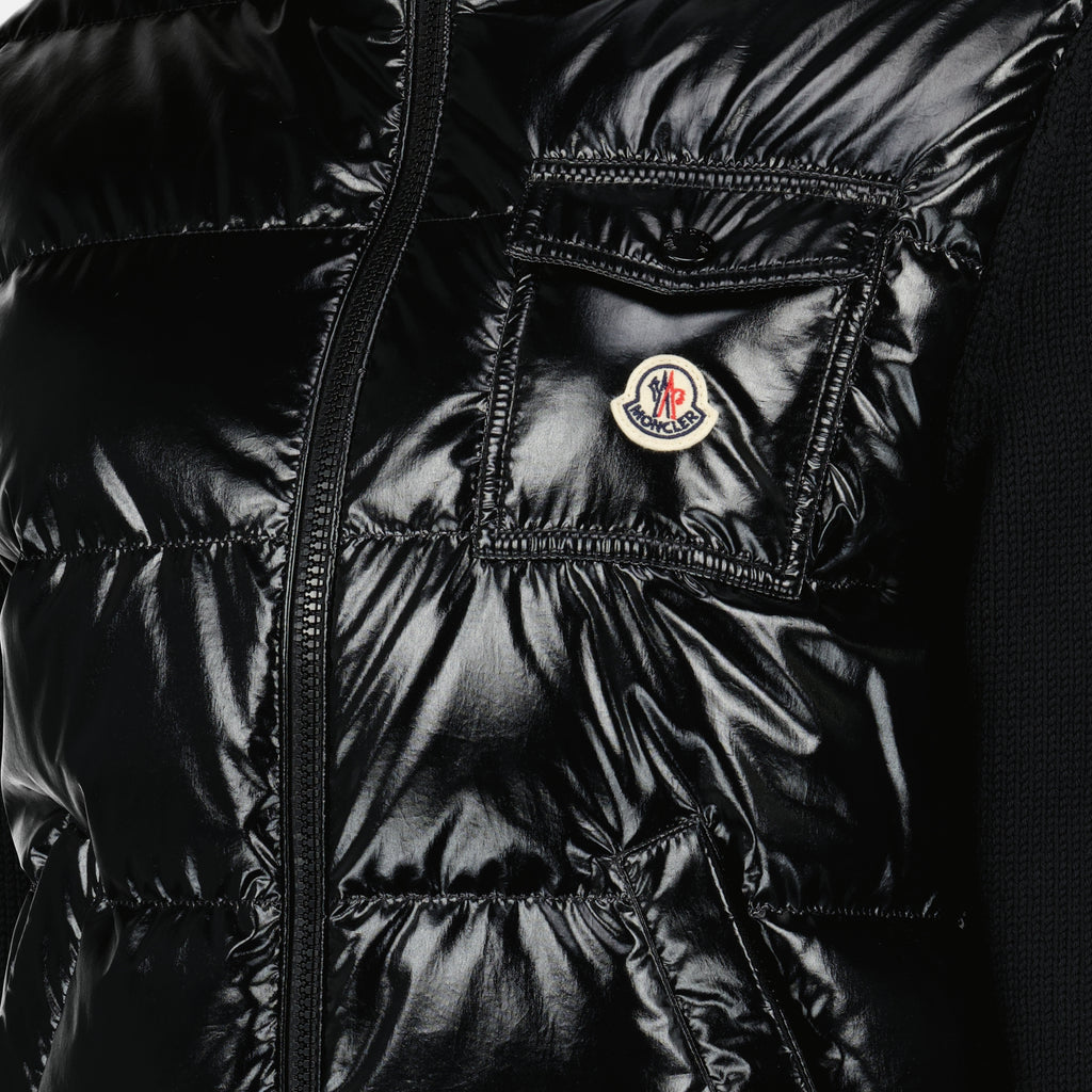 Bild des schwarzen Woll-Zip-Cardigans für Damen von Moncler - Frühjahr-Sommer 2026 - Detaillierte Ansicht_1