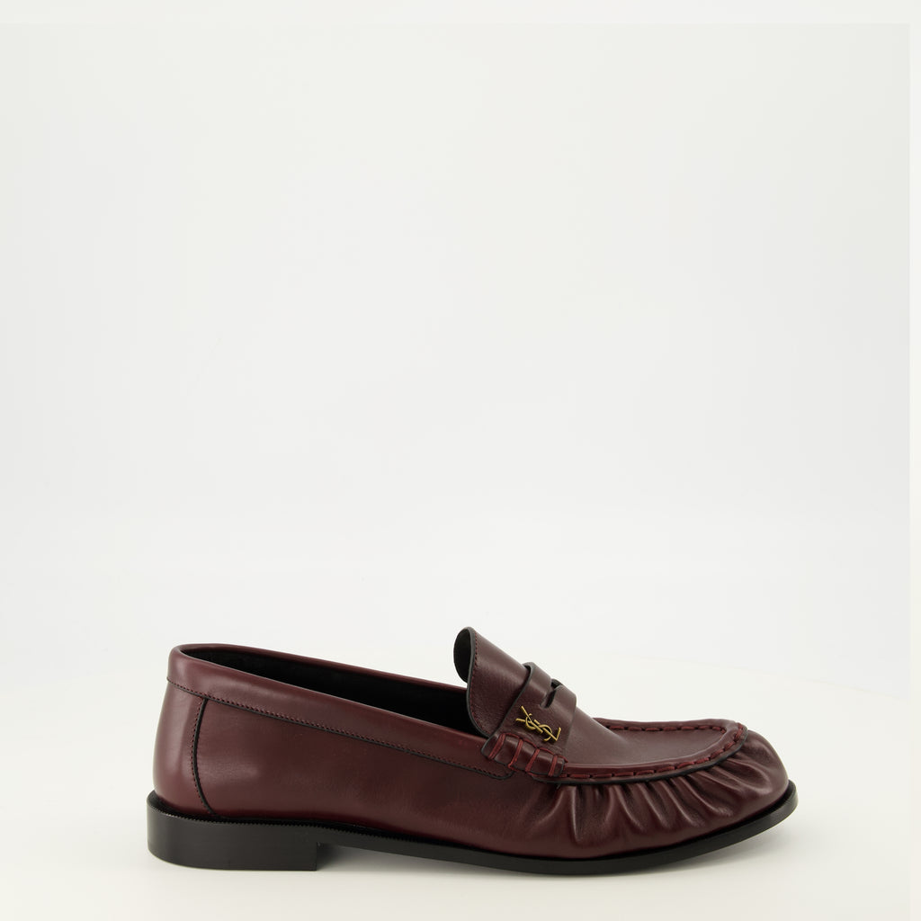 Mocassins Mocassins em Couro Suave em Borgonha Saint Laurent Bordeaux Homme
