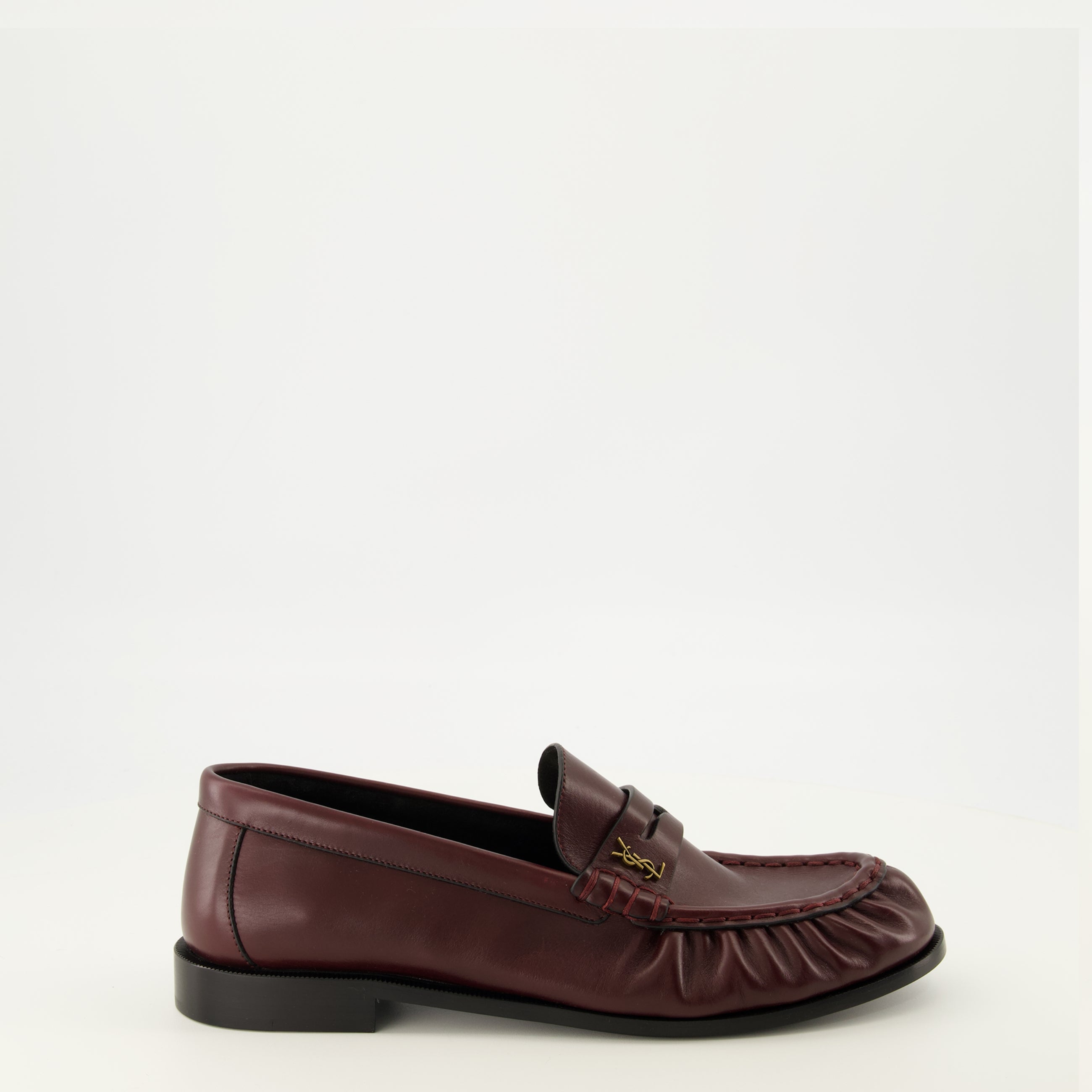 Mocassins Mocassins em Couro Suave em Borgonha Saint Laurent Bordeaux Homme