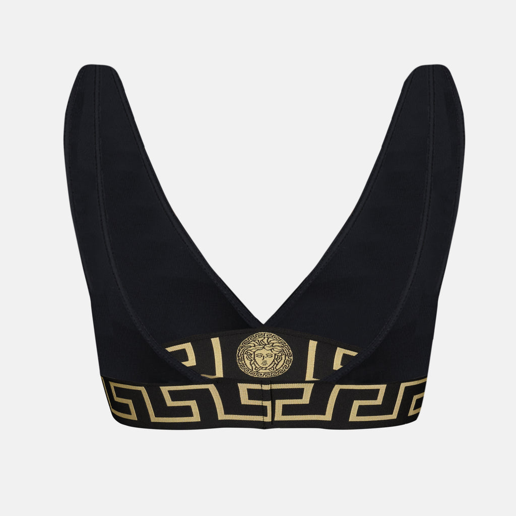 Beachwear Haut de maillot Bordure Greca Versace Noir Femme