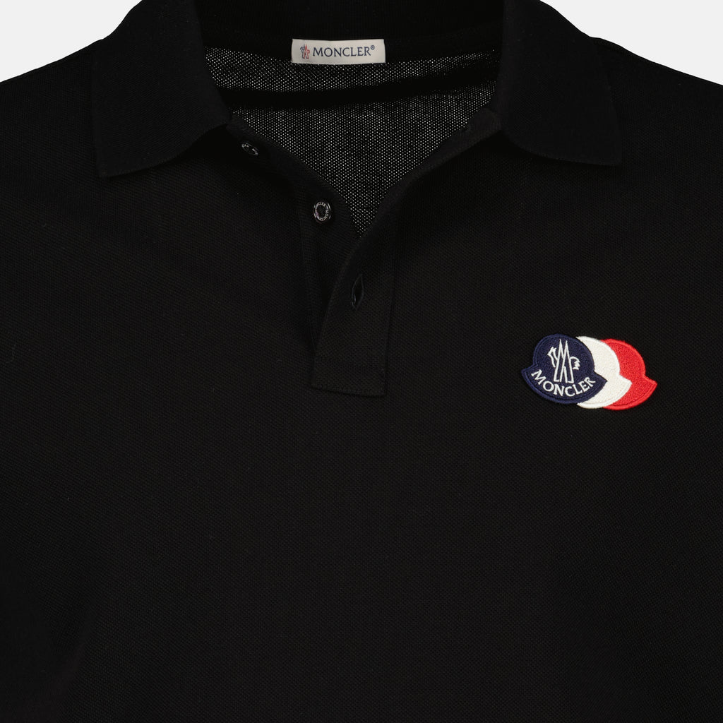 Polos Polo em Piqué de Algodão Preto Moncler Noir Homme