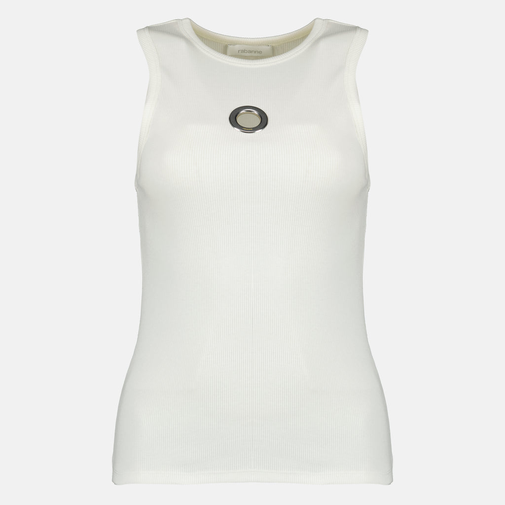 ブランドRabanneの女性用ホワイトコットンタンクトップの記事の画像 - 2026年春夏シーズン - 前面のビュー