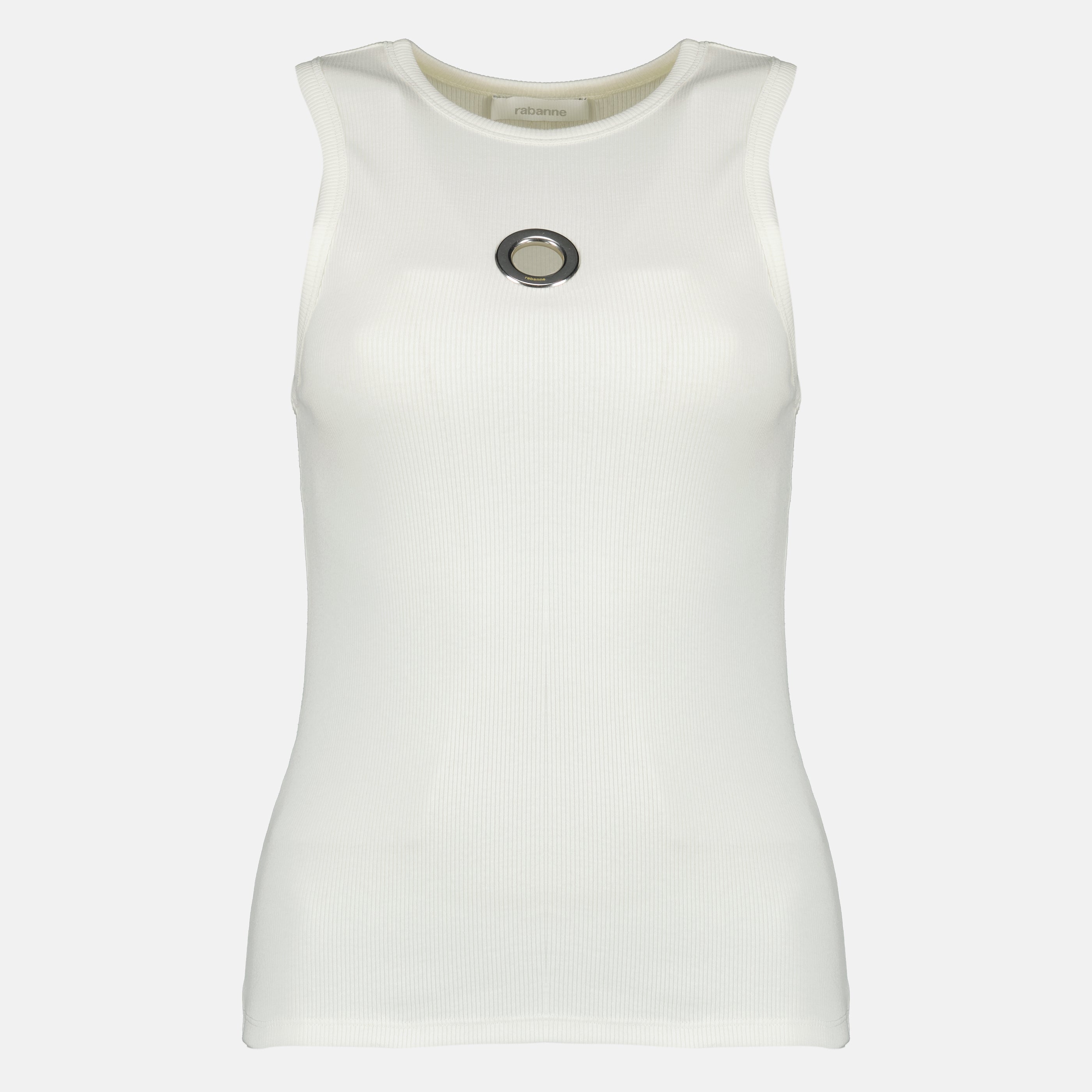 ブランドRabanneの女性用ホワイトコットンタンクトップの記事の画像 - 2026年春夏シーズン - 前面のビュー