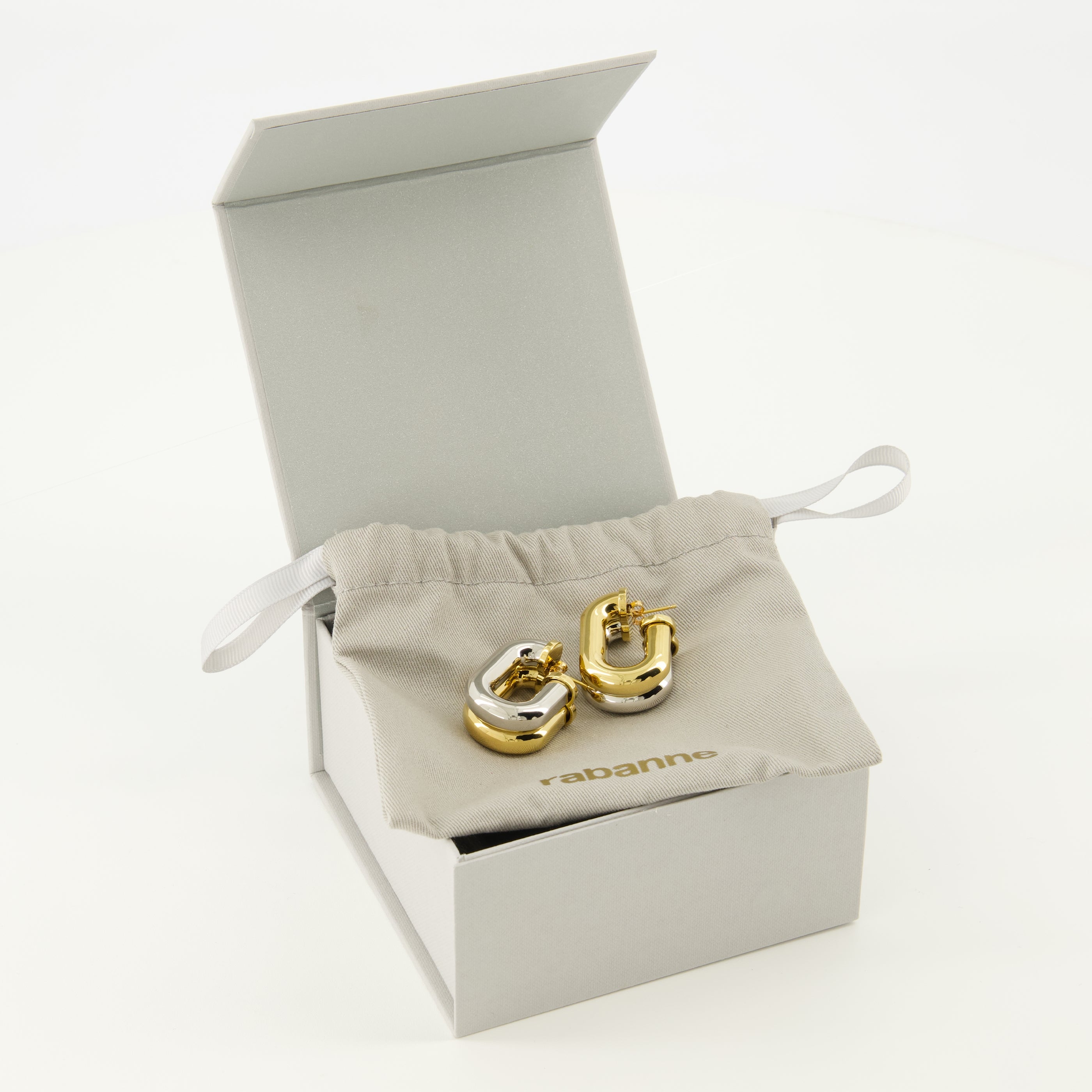 Bijoux Boucles d'oreilles XL Link bicolore Rabanne Doré Femme