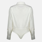Imagen de la camiseta body de algodón blanco de Max Mara para Mujer - Temporada Primavera-Verano 2026 - Vista Trasera