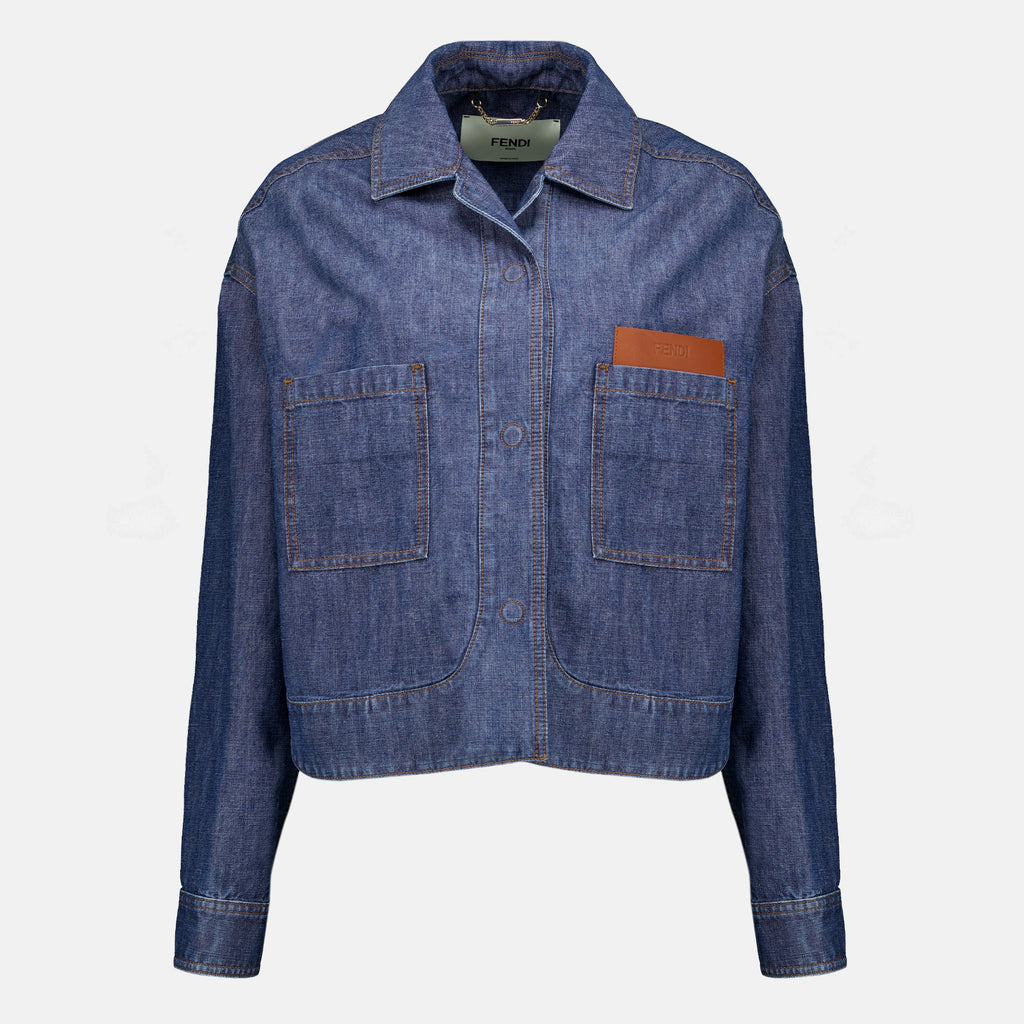 Vestes Blaue Denimjacke Fendi Bleu Femme