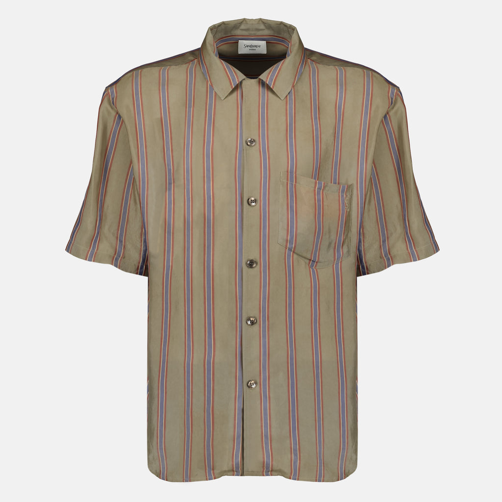 Image of the Cassandre striped cotton shirt by Saint Laurent for Men - Spring-Summer 2026 - Front View
