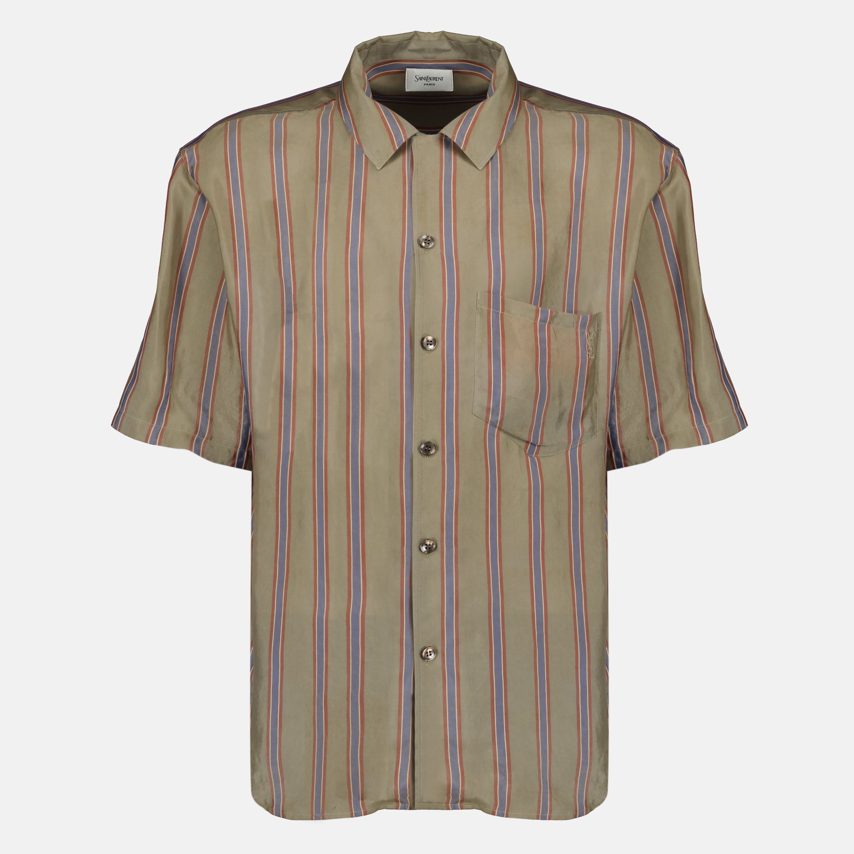 Image de l'article Chemise cassandre en coton à rayures de la marque Saint Laurent pour Homme - Saison Printemps-Été 2026 - Vue de Face