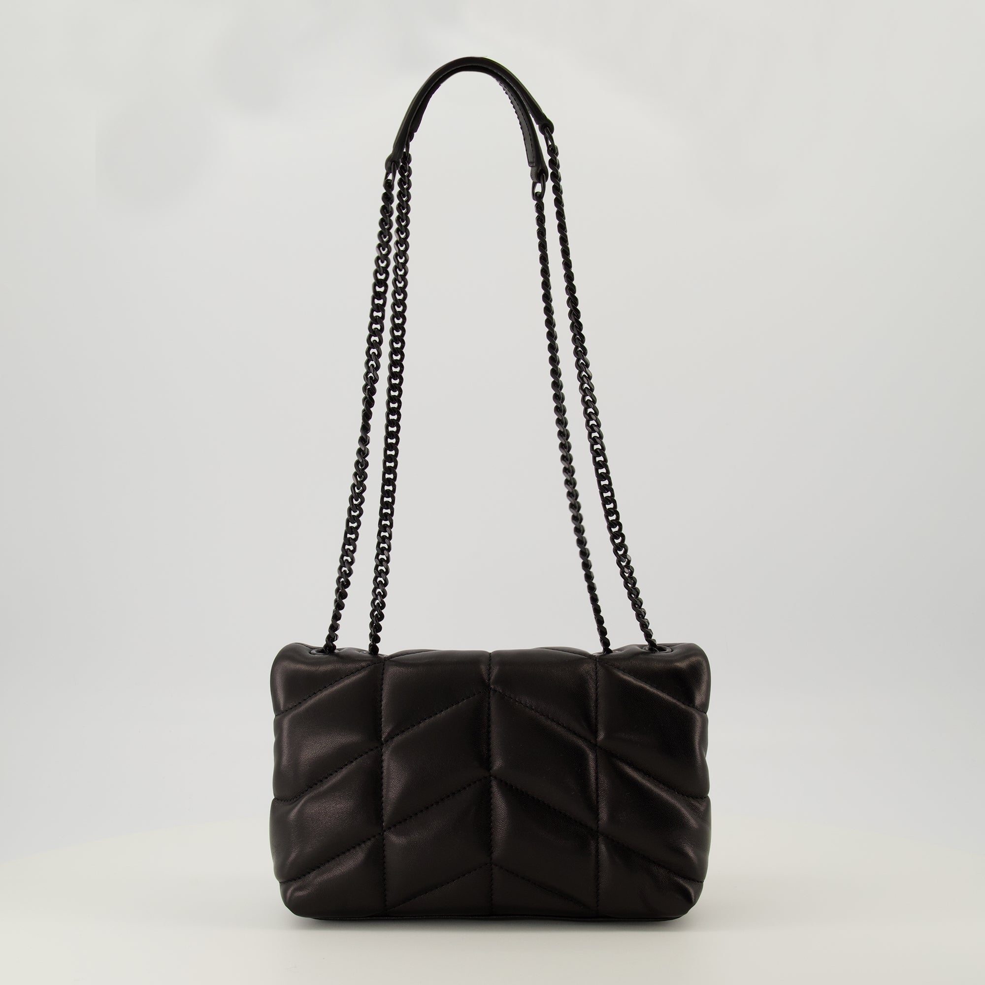 Bild der Saint Laurent Damen Tasche Puffer Toy aus schwarzem Leder - Herbst-Winter 2025 - Rückansicht