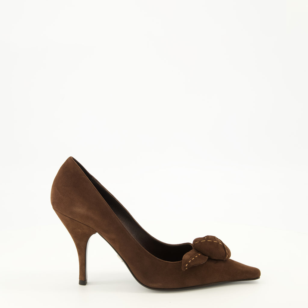 Escarpins Décolleté in suede marrone Prada Marron Femme
