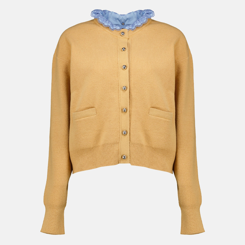 Maille Cardigã de Lã Camel Rabanne Jaune Femme