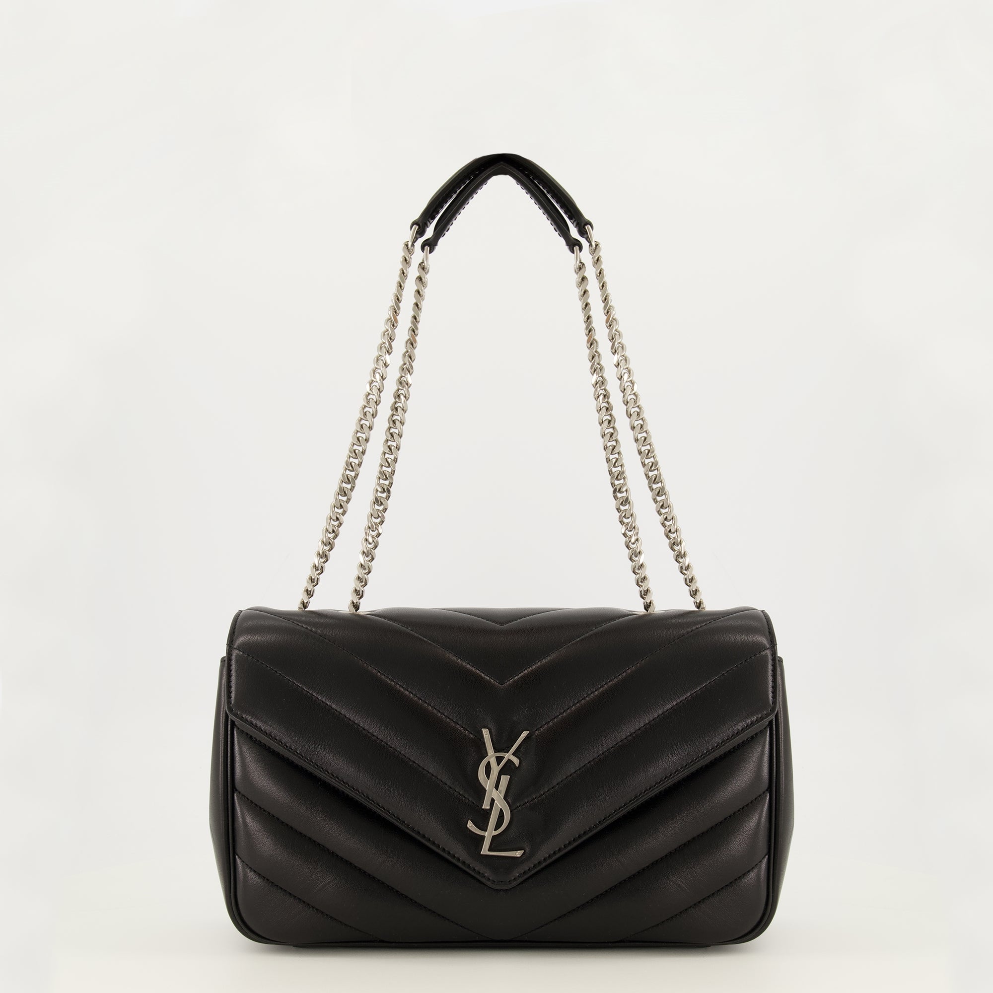 Sacs à main et épaule Sac Loulou medium en cuir noir Saint Laurent Noir Femme