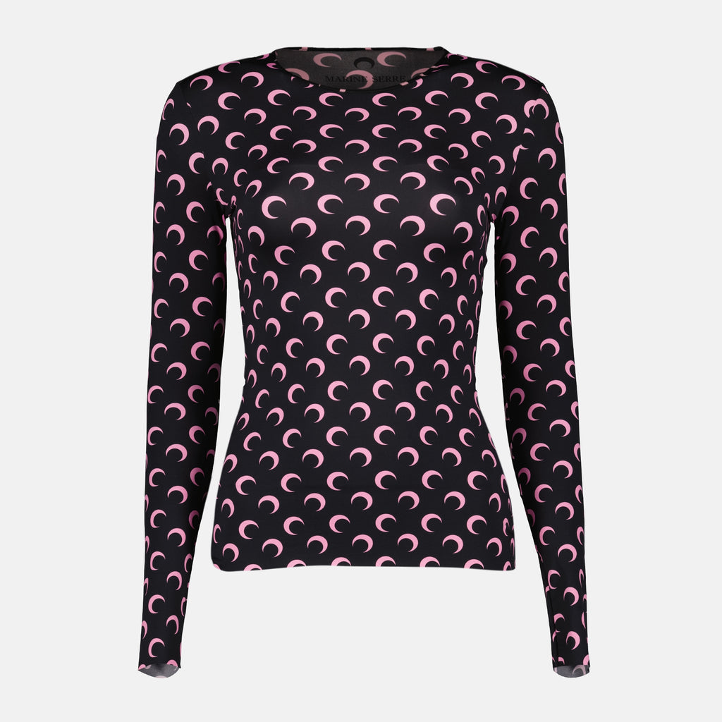 Tops Top jersey Moon nero e rosa Marine Serre Noir Femme