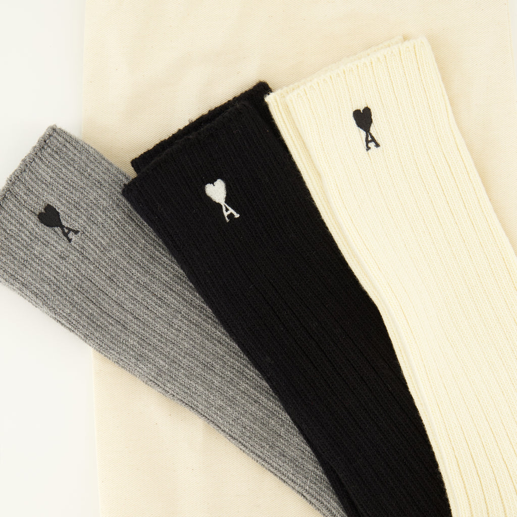 Sous-vêtements et homewear AMI ハート コットンソックスのセット 3足 Ami PARIS Noir Unisexe