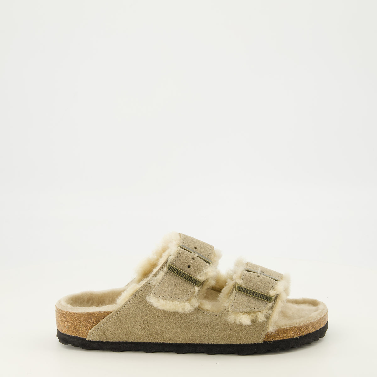 Chaussures ouvertes Sandales Arizona à fourrure beige Birkenstock Beige Unisexe