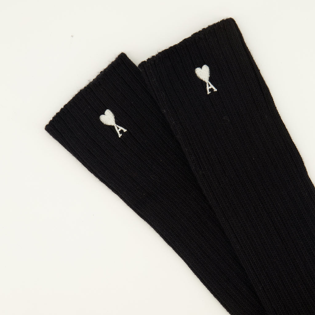 Sous-vêtements et homewear AMI 하트 블랙 면 양말 Ami PARIS Noir Unisexe