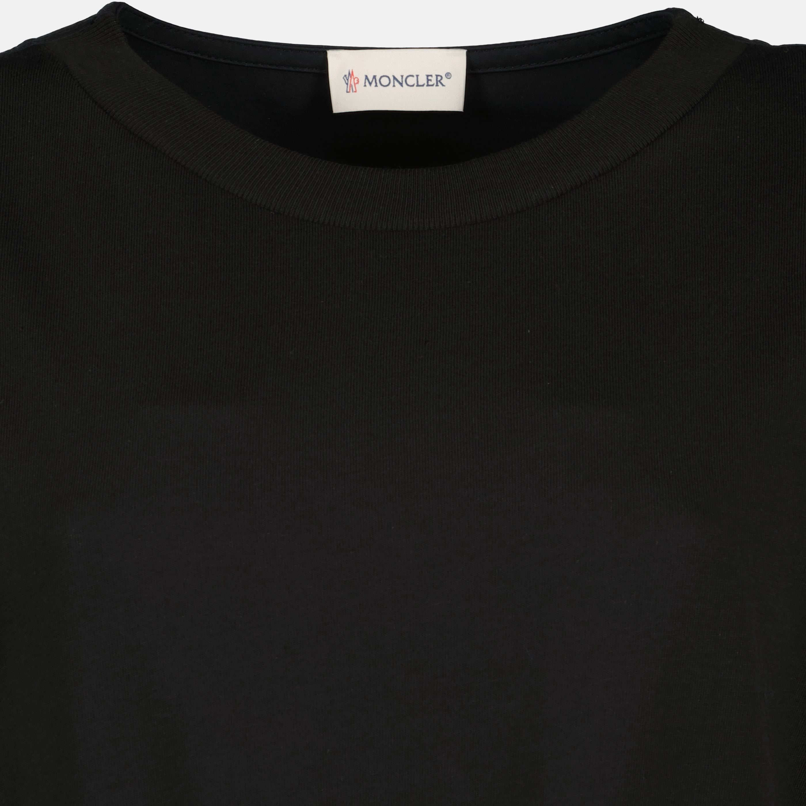 Robes Vestido Mini de Algodón Negro con Cinturón Moncler Noir Femme