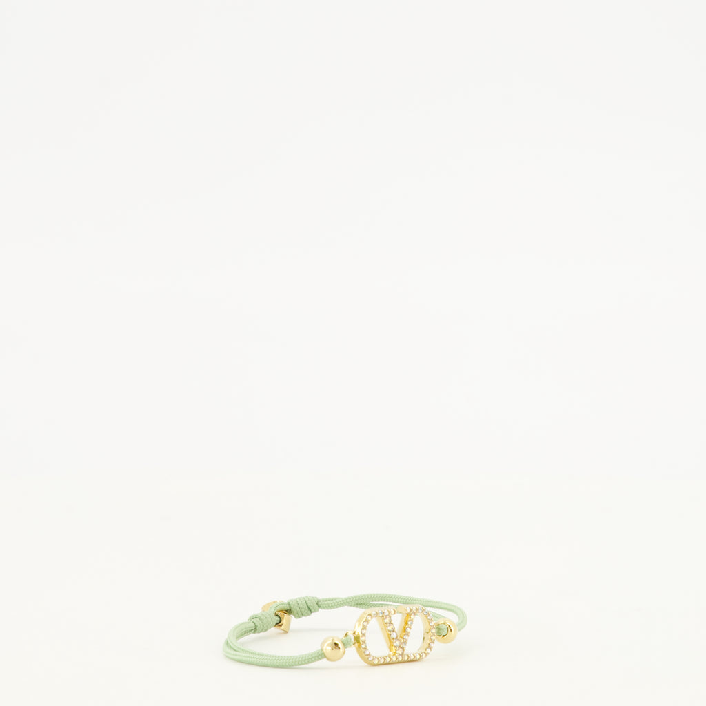 Bijoux Vlogo-Armband aus Baumwolle und Swarovski®-Kristallen Valentino Garavani Vert Femme