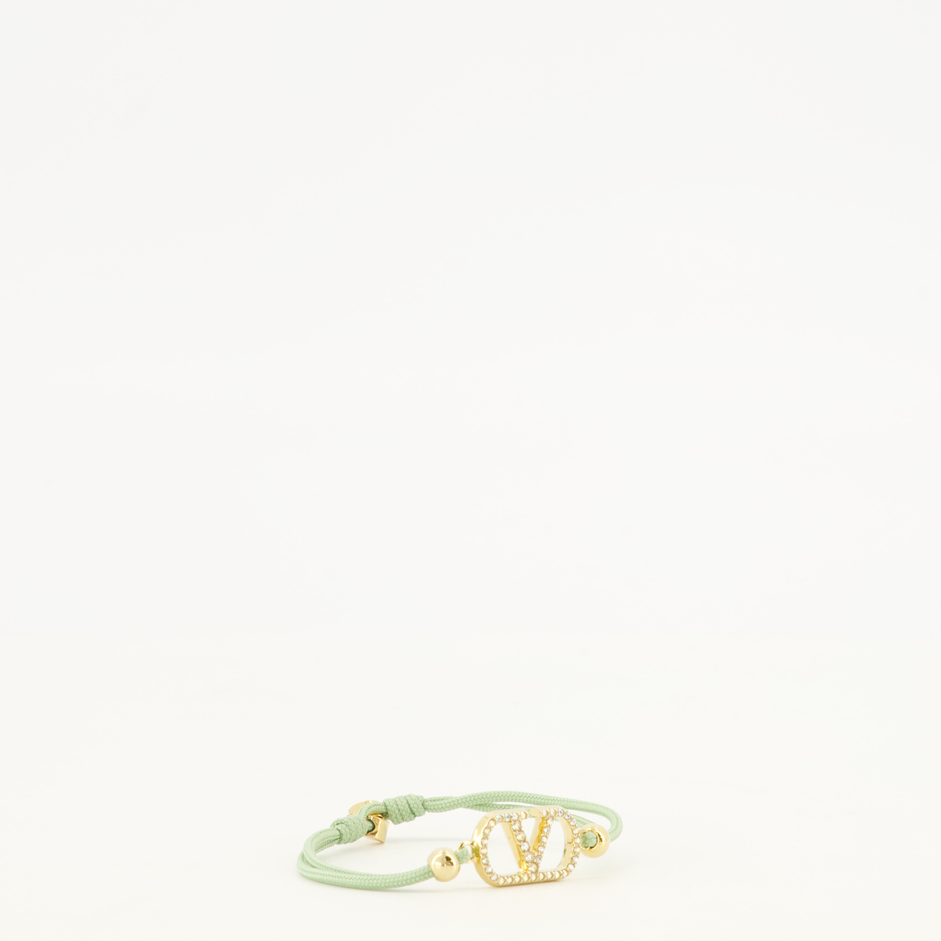 Bijoux Bracelet Vlogo en coton et Cristaux Swarovski® Valentino Garavani Vert Femme