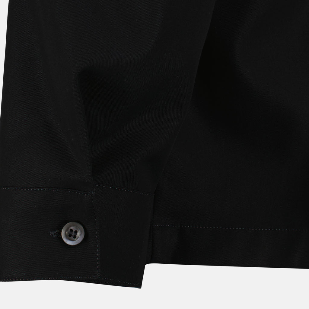 Image of the article Black cotton zip-up shirt jacket by Prada for Men - Spring-Summer 2026 - Detailed view_2