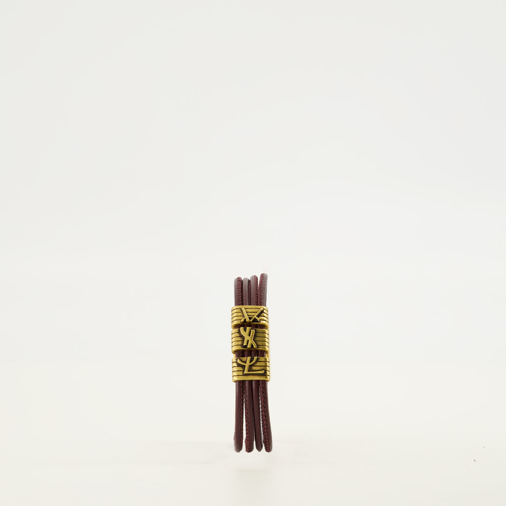 Bijoux Bracelet Cassandre en cuir bordeaux Saint Laurent Bordeaux Femme