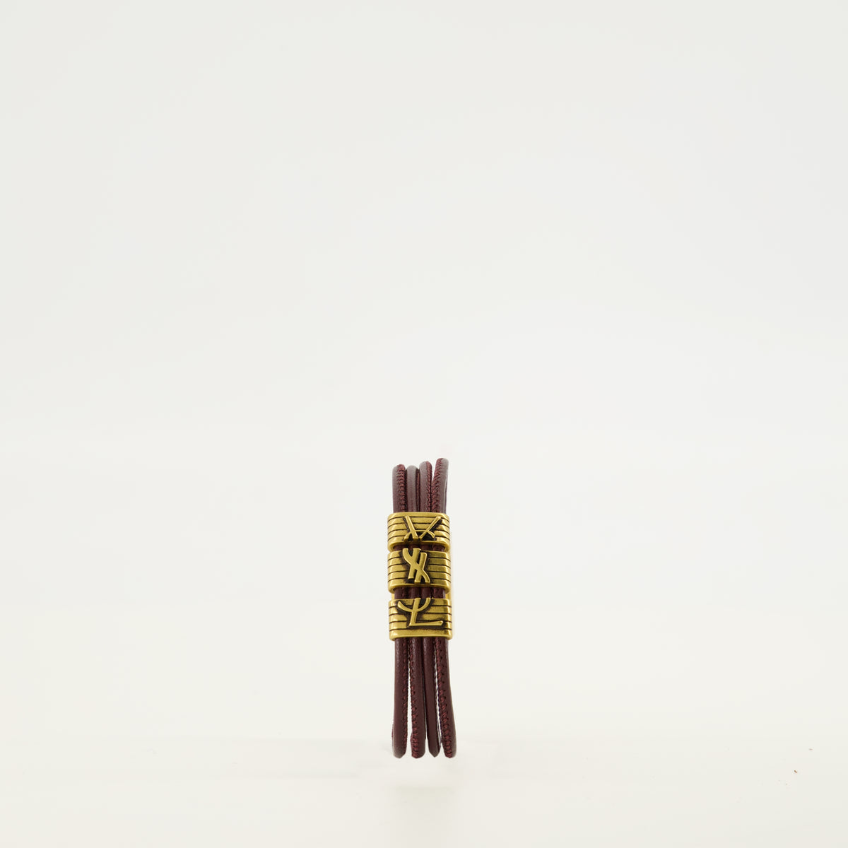 Bijoux Bracelet Cassandre en cuir bordeaux Saint Laurent Bordeaux Femme