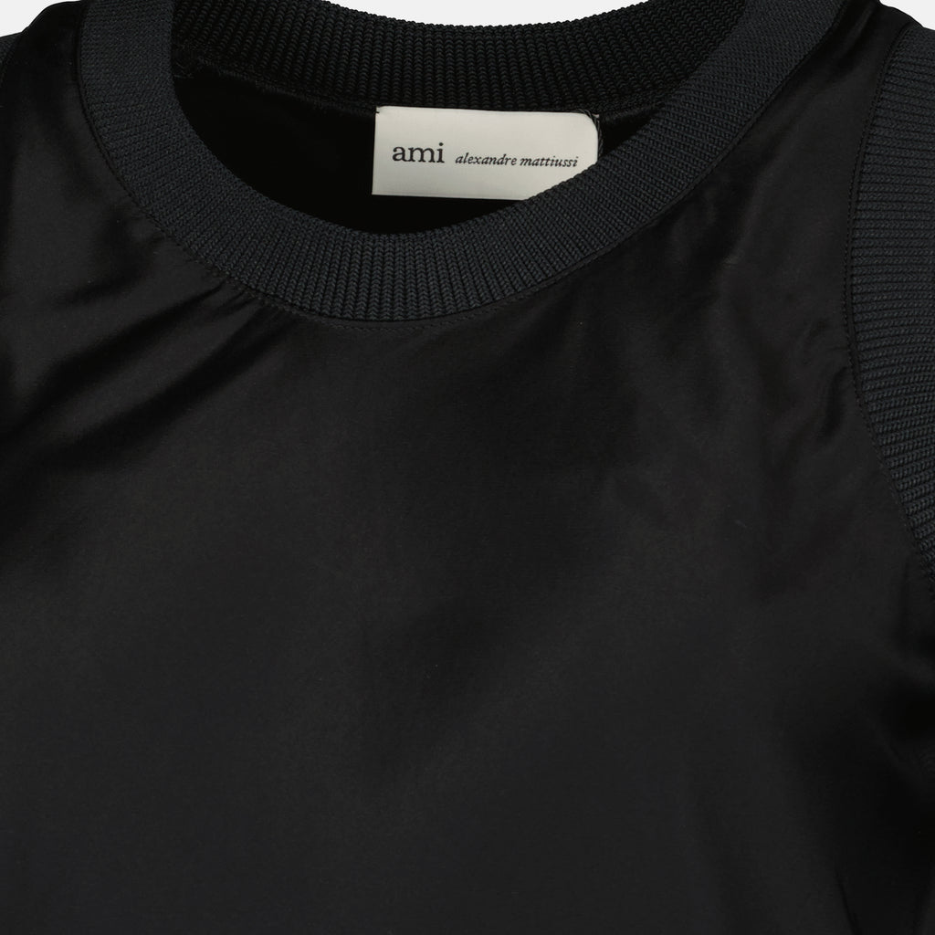 Image de l'article Débardeur noir effet satiné de la marque Ami PARIS pour Femme - Saison Printemps-Été 2026 - Vue détaillée_1