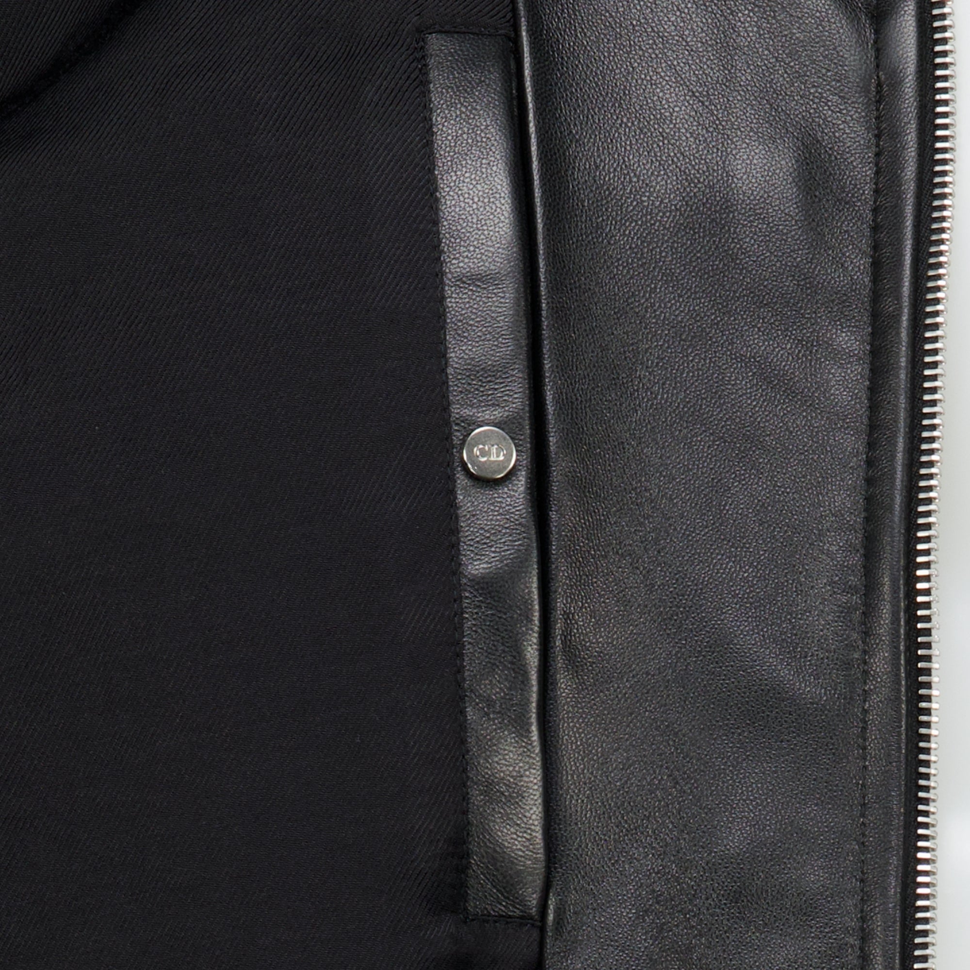 Manteaux Schwarze Lederjacke Dior Noir Homme