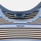 Imagen del artículo Camiseta sin mangas a rayas azules de la marca Prada para Mujer - Temporada Primavera-Verano 2026 - Vista Detallada_2
