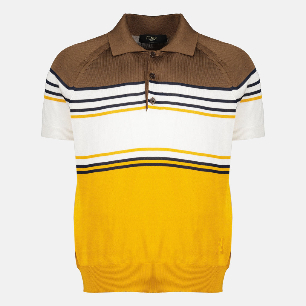 Polos Polo Listrado Multicolor Fendi Jaune Homme