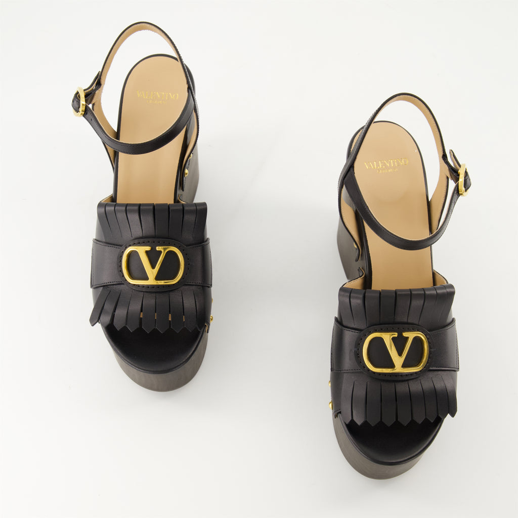 Compensées et plateformes Sandales compensées VLogo Valentino Garavani Noir Femme