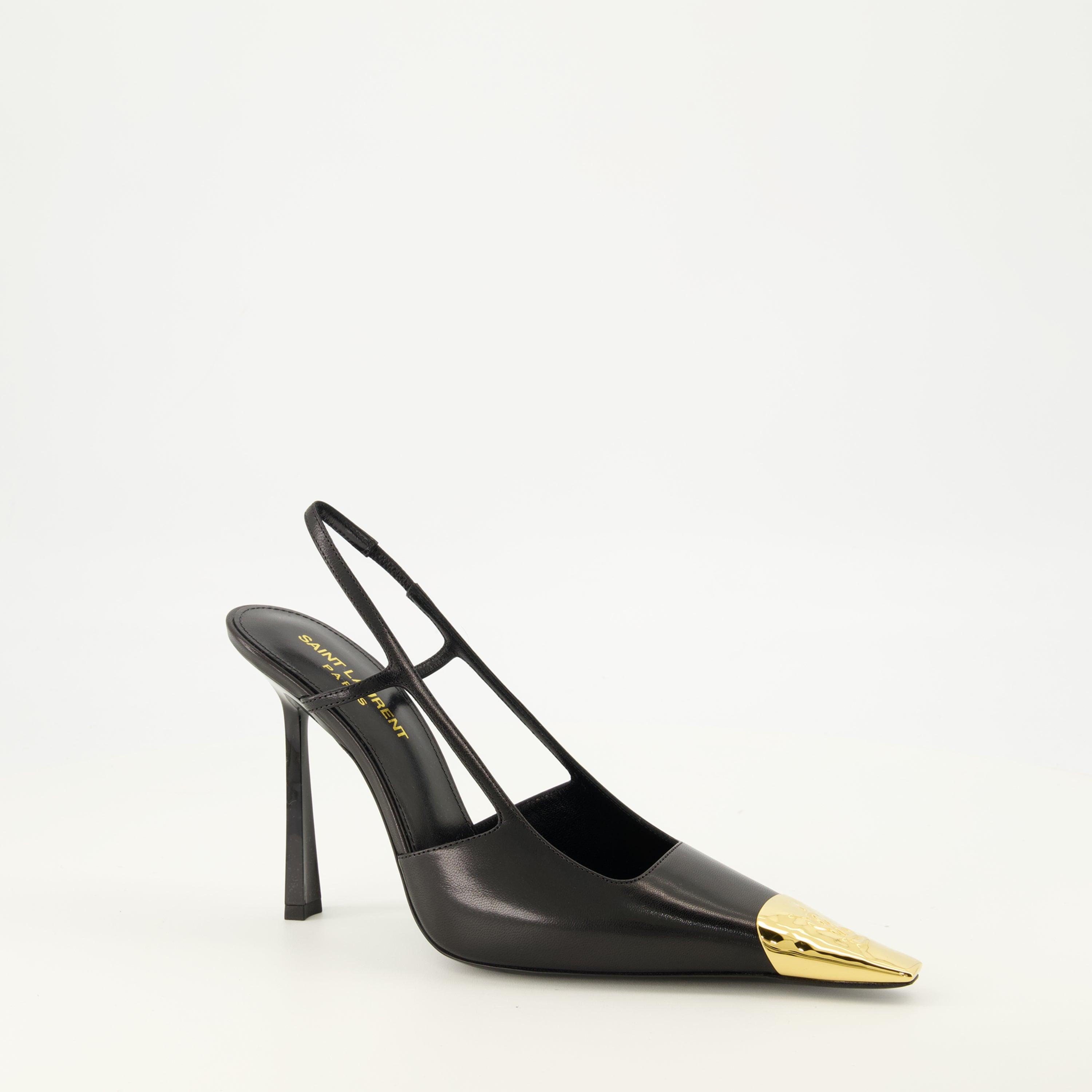 Escarpins Slingbacks Jeanne en cuir noir Saint Laurent Noir Femme