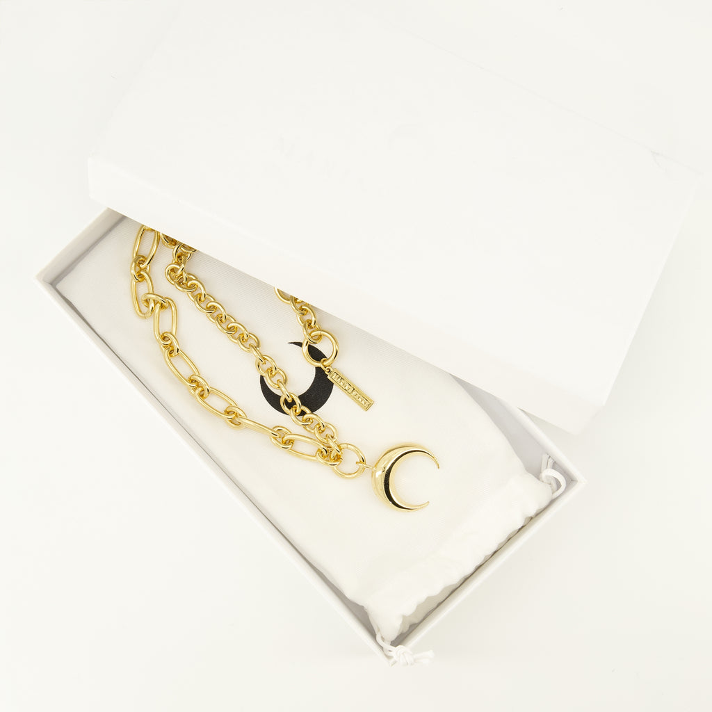 Bijoux Gold Moon Necklace Marine Serre Doré Unisexe